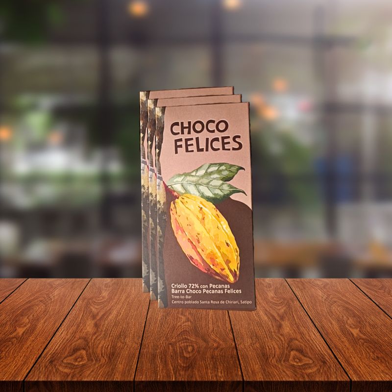 BARRA CHOCO PECANAS FELICES 72% CHBB UND  